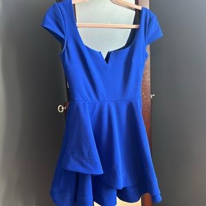 Blue fit and flare dress